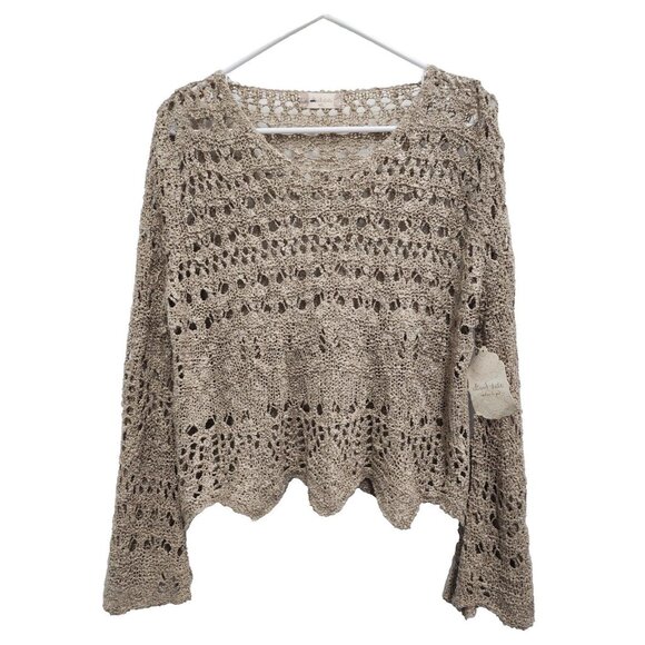 Altar'd State Sweaters - Altar'd State Womens Beige Crochet Sweater Size M/L Open Knit Oversized BOHO